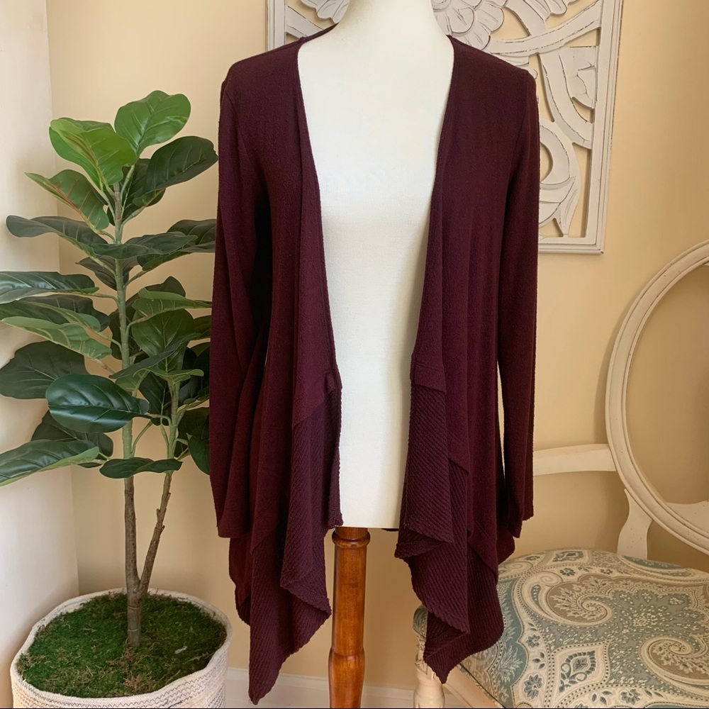 ELLE Burgundy Cardigan Sweater